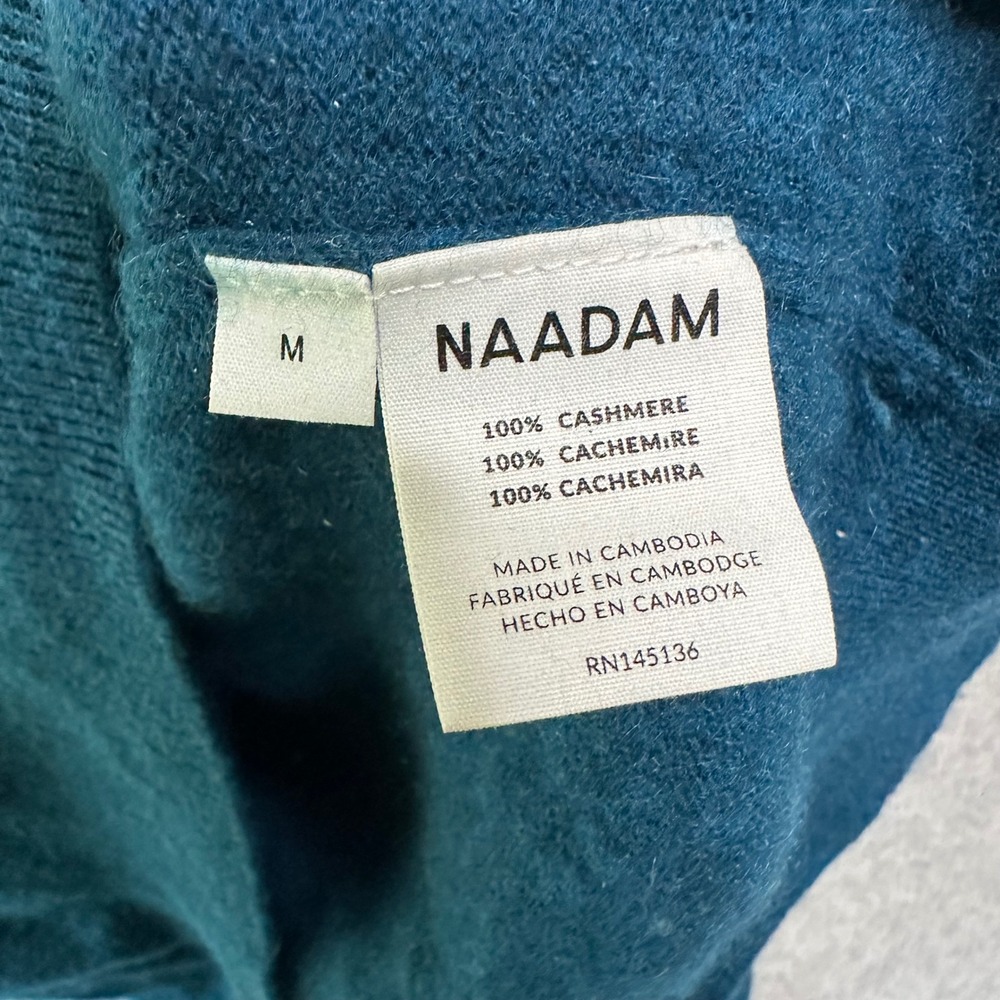 Naadam Mens Medium 100% Cashmere Crewneck Sweater Peacock Blue Teal RN145136 - Picture 6 of 7